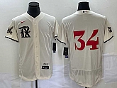 Men's Texas Rangers #34 Nolan Ryan Cream 2023 City Connect Flex Base Stitched Jersey,baseball caps,new era cap wholesale,wholesale hats